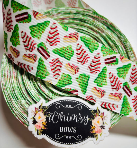 2 INCH  SNACK CAKE CHRISTMAS TREE HOLIDAY  MOVIE  RIBBON
