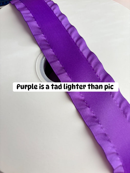 1.5 INCH  SATIN RUFFLE RIBBON PURPLE