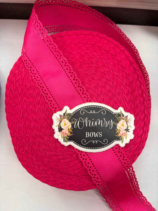 1.5 inch scalloped TRIM RIBBON SHOCKING PINK