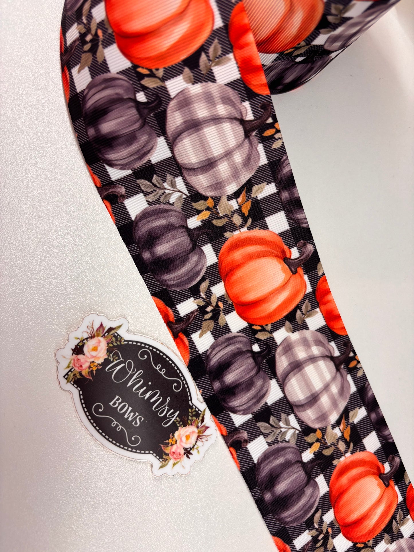 2 inch Ribbon  PLAID PUMPKINS SALE