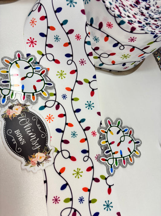 Christmas lights  HOLIDAY  3 inch GROSGRAIN RIBBON