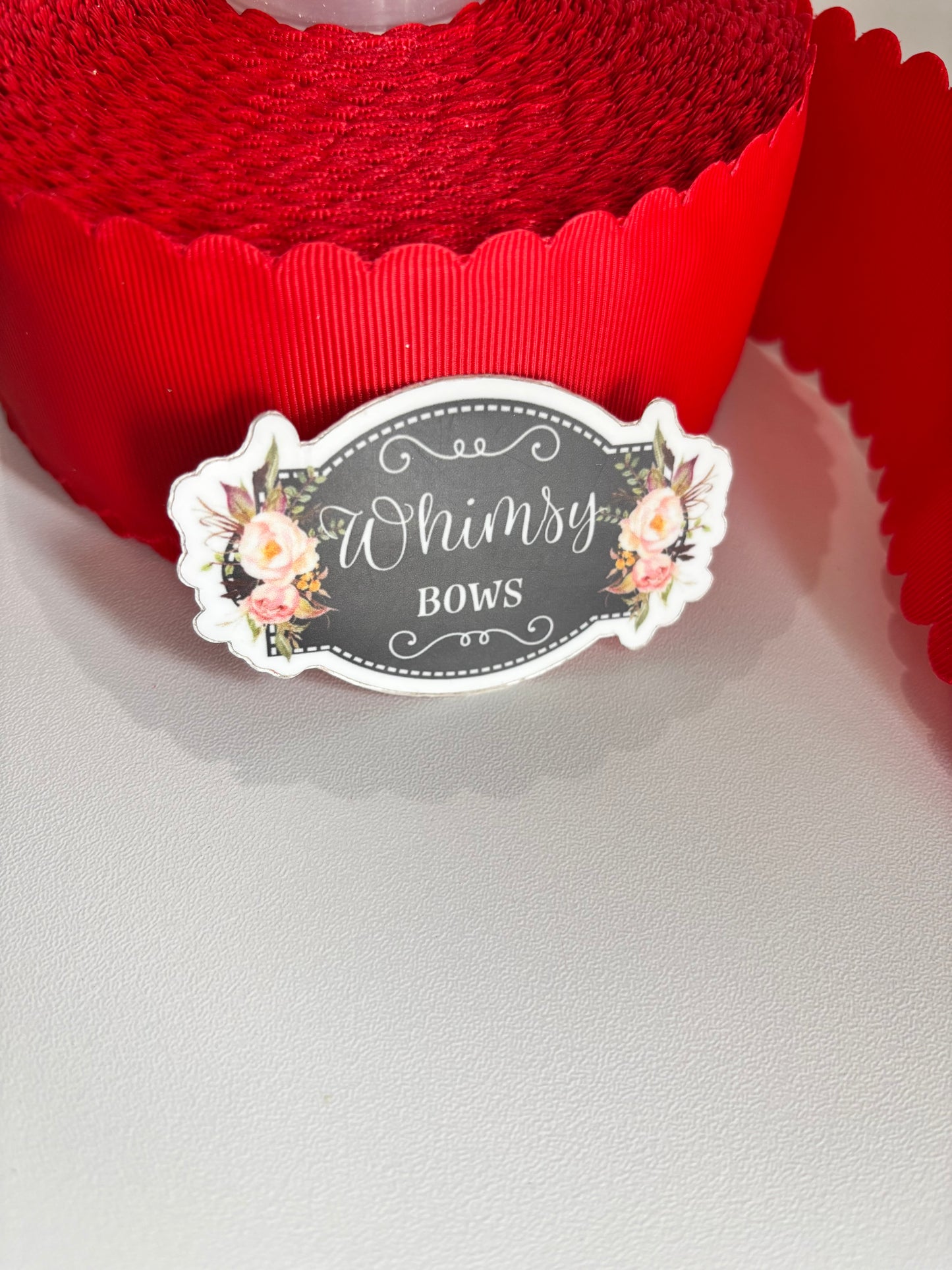 2.25 inch  SOLID GROSGRAIN RED SCALLOPED  TRIM RIBBON