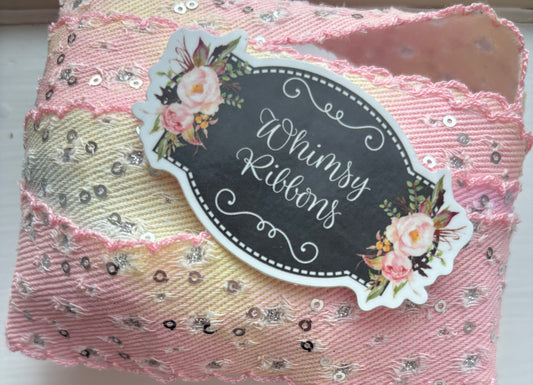 1.5  INCH OMBRE W SEQUIN MOONSTICH THICKER  RIBBON - CUT max in 5 yard increments