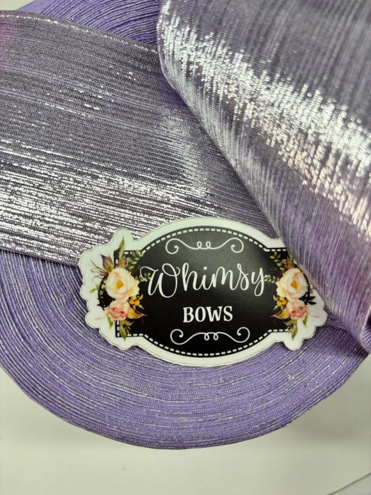 LILAC W SILVER 3 INCH SOFT METALLIC  RIBBON