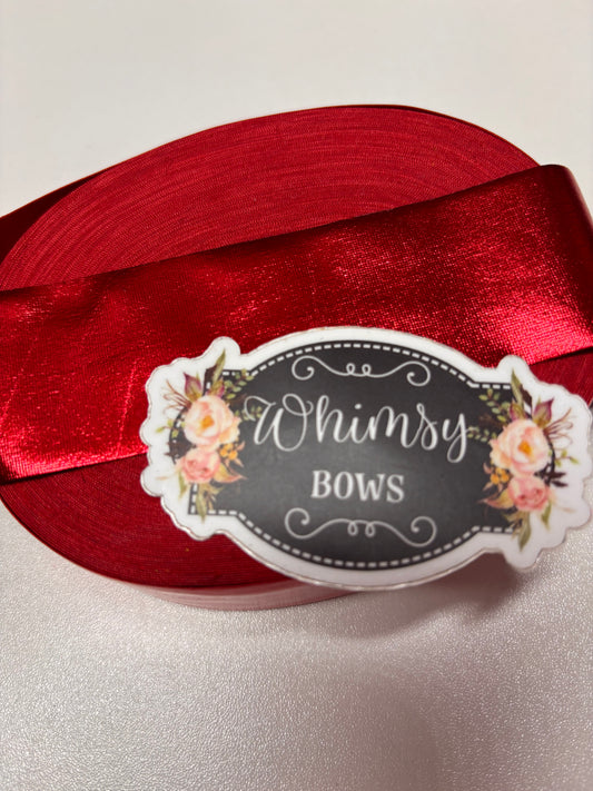 1.5 inch RED METALLIC  ribbon BIAS 25 yards