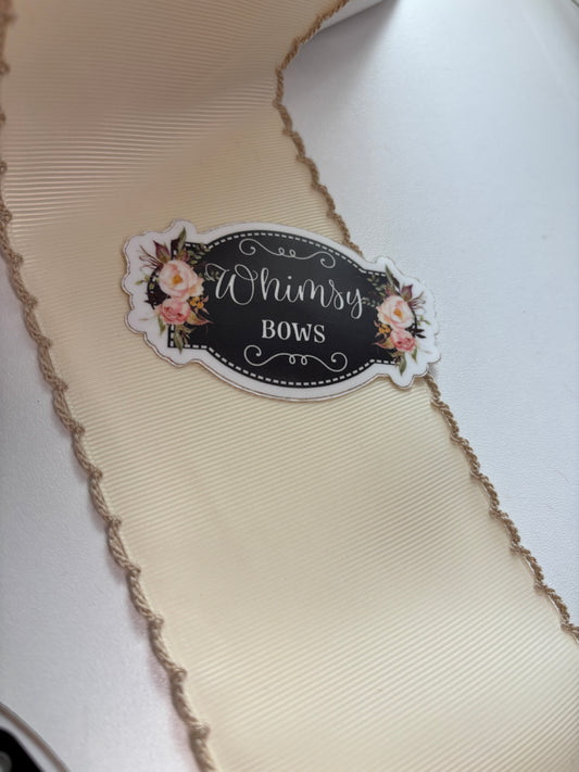 2 INCH CREAM WITH TAN STITCHING MOONSTITCH RIBBON