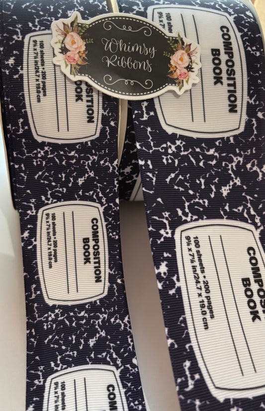 3  INCH NAVY  COMPOSITION PRINT   RIBBON -  -1 YARD