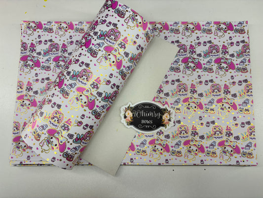 FAUX thicker soft backing MY MELODY w foil sheet 7.9 by 12.9 inches