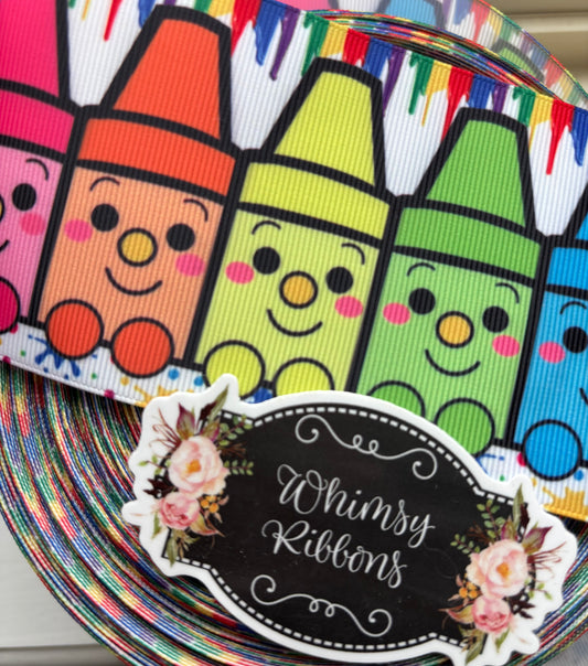 3  INCH  -SCHOOL CRAYON TOPS RIBBON -1 YARD