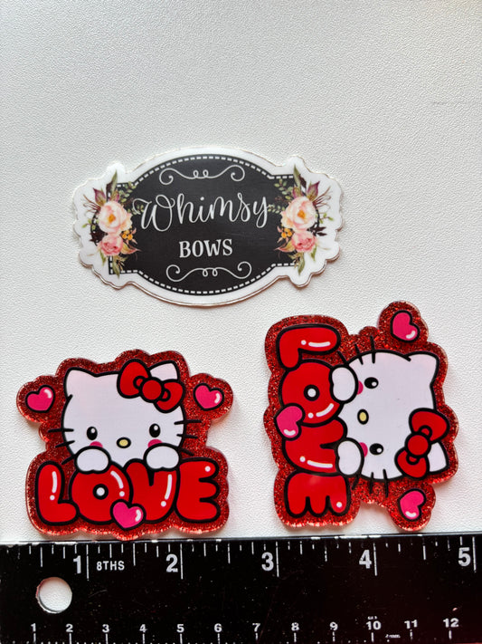 HK KITTY LOVE  LARGE GLITTER RESIN
