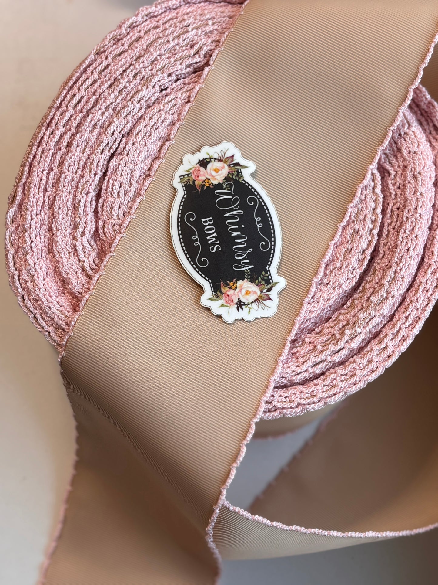 2 INCH TAN WITH LIGHT PINK MOONSTITCH STITCHING