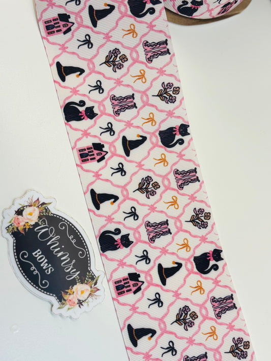 Cat Halloween   3 inch GROSGRAIN RIBBON