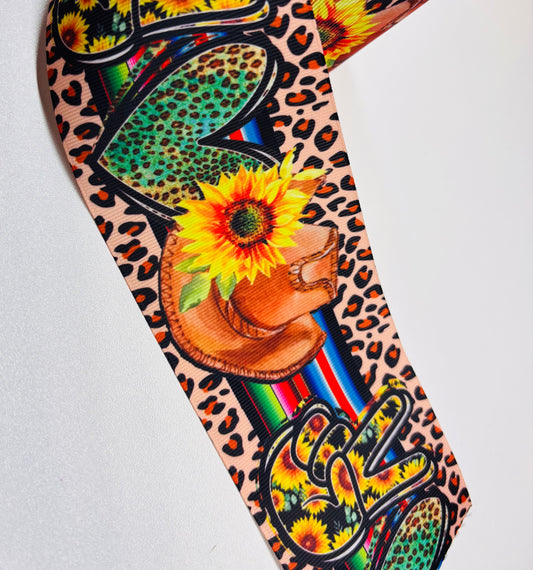 PEACE LOVE COUNTRY  3 INCH  RIBBON
