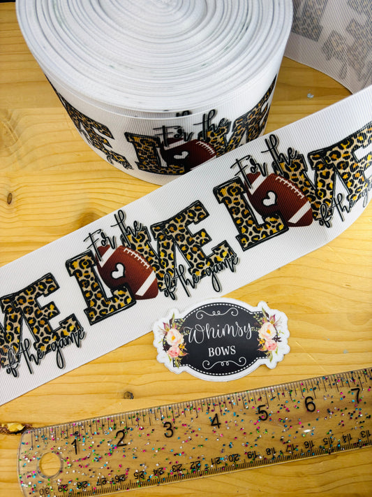 3 INCH FOR  THE LOVE OF FOOTBALL  PRINTED GROSGRAIN RIBBON