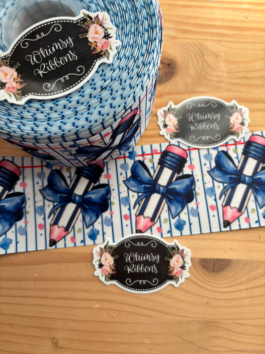 2 INCH - BLUE PENCIL PRINT   - 1 yard