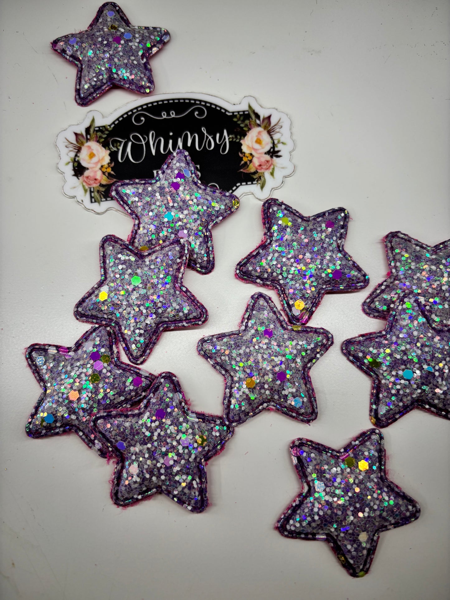 STAR EMBELISHMENT LILAC GLITTER PACK OF 10