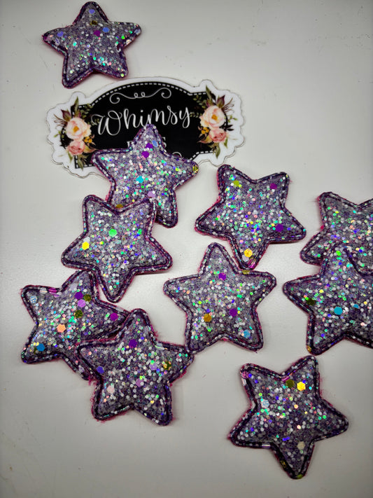 STAR EMBELISHMENT LILAC GLITTER PACK OF 10