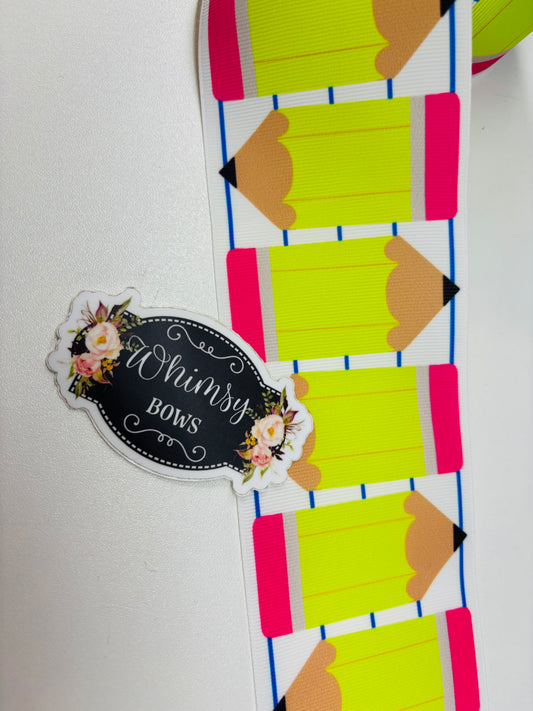 3 INCH Yellow pencil   PRINT RIBBON SALE PRICE .75 YD