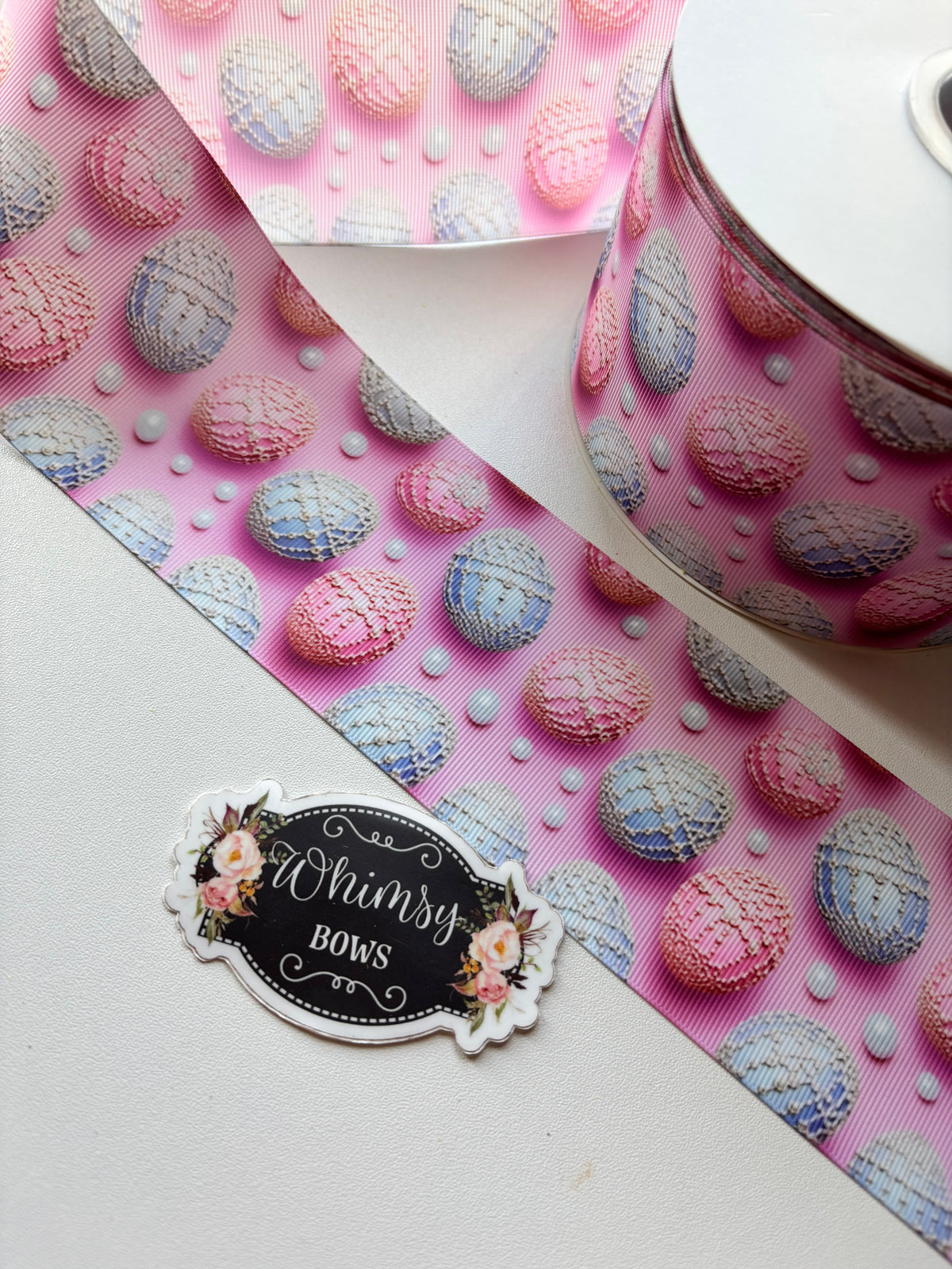 Whimsy Ribbon Blue EASTER EGGS PINK AND BLUE 3INCH RIBBON – Whimsy Ribbons and Bows