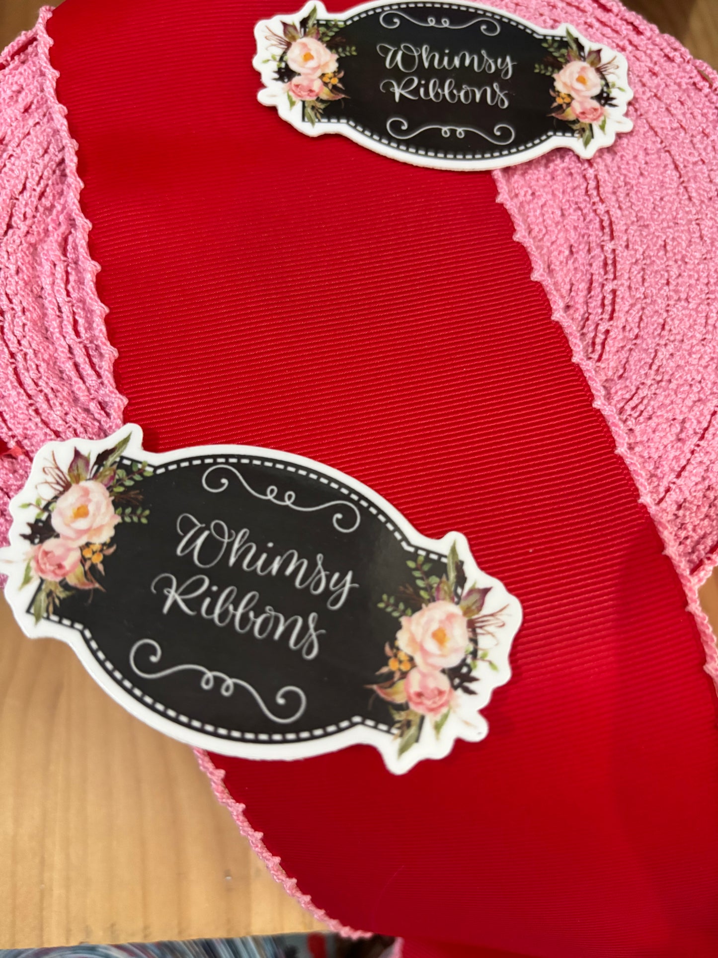 2 INCH RED WITH GERANIUM PINK STITCHING