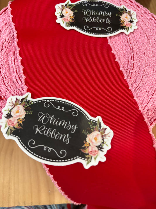 2 INCH RED WITH GERANIUM PINK STITCHING