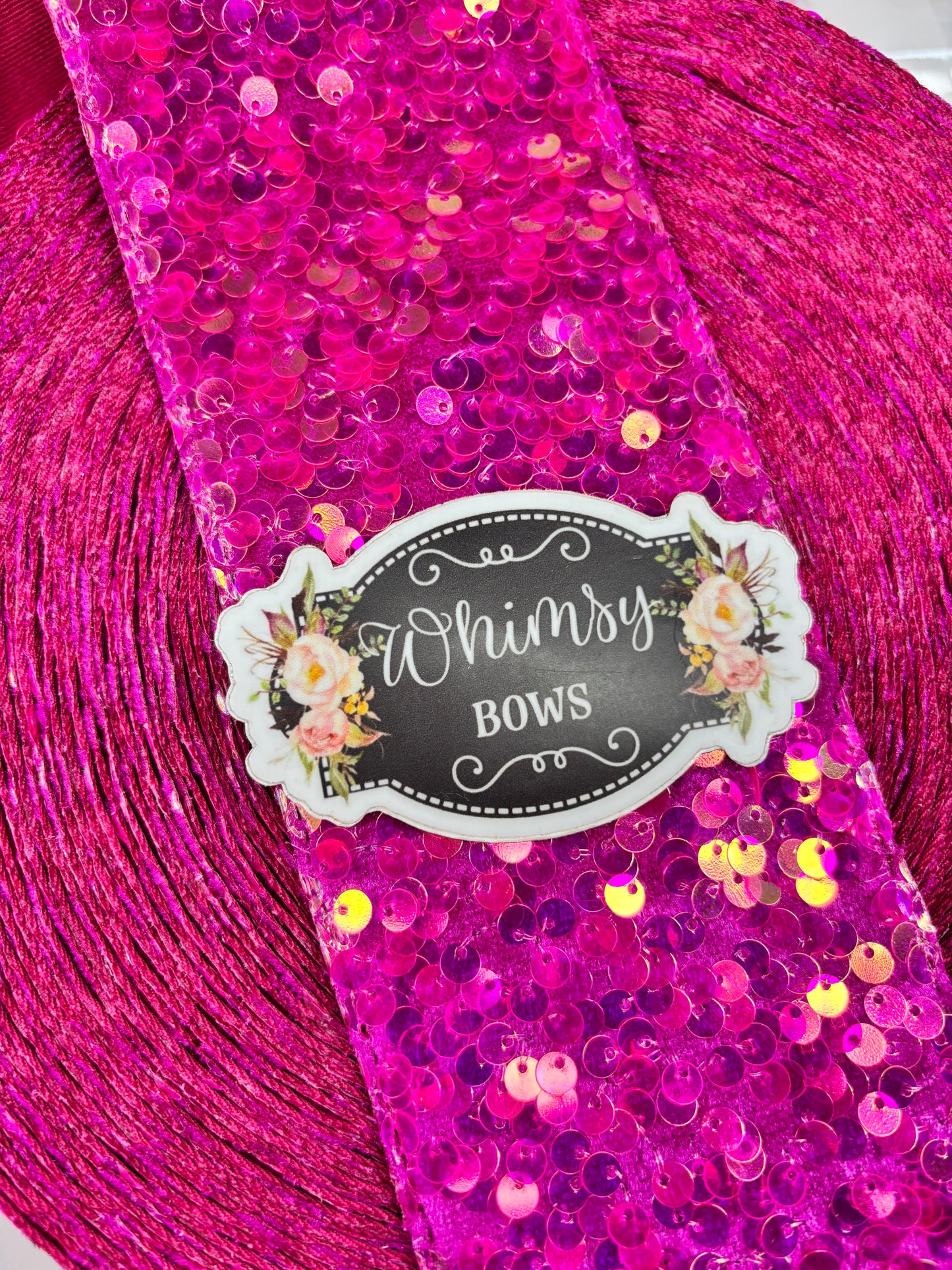 3 INCH FUCHSIA SEQUIN WITH GOLD AB TONES 36 inches ***