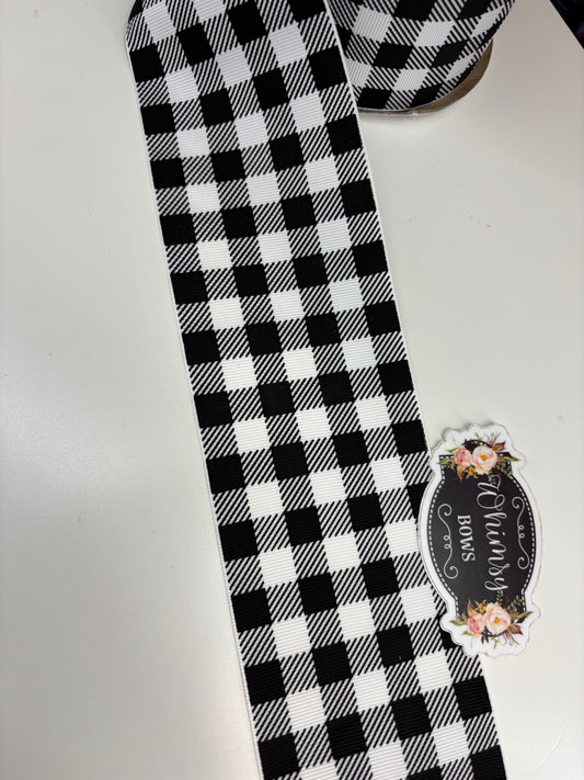 3 INCH BUFFALO PLAID WHITE  BLACK