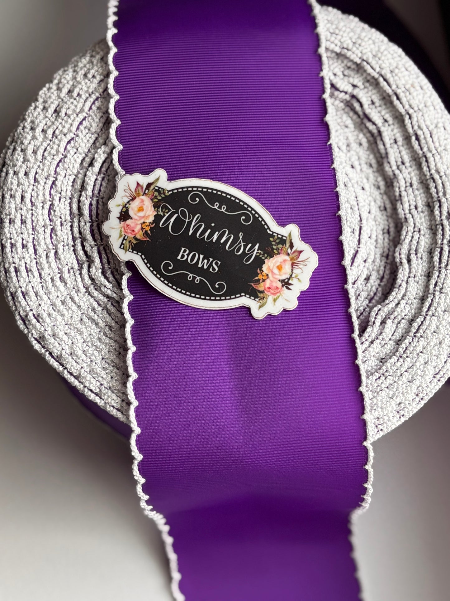 2 INCH MOONSTITCH PURPLE WITH WHITE  STITCHING