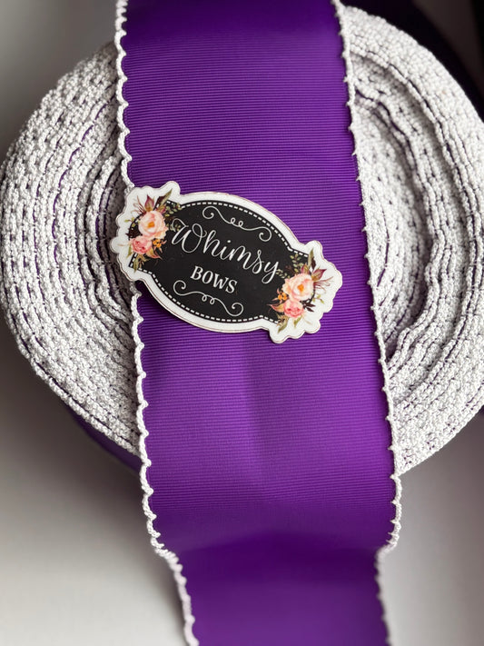 2 INCH MOONSTITCH PURPLE WITH WHITE  STITCHING