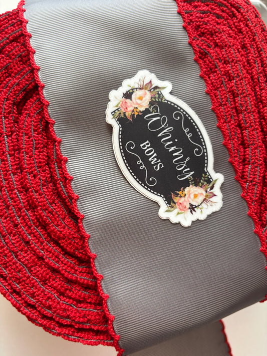 METAL GREY WITH RED STITCHING 1.5 inch