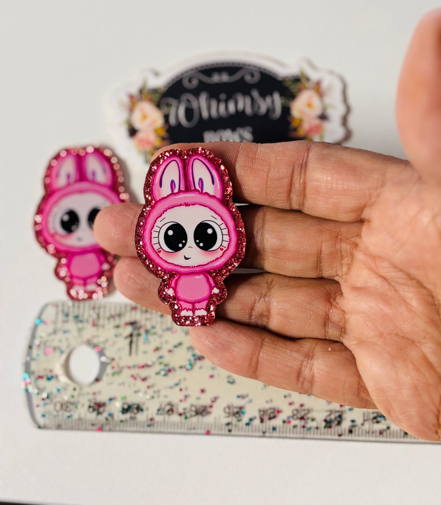 PINK LABUBU SMALL GLITTER Resin