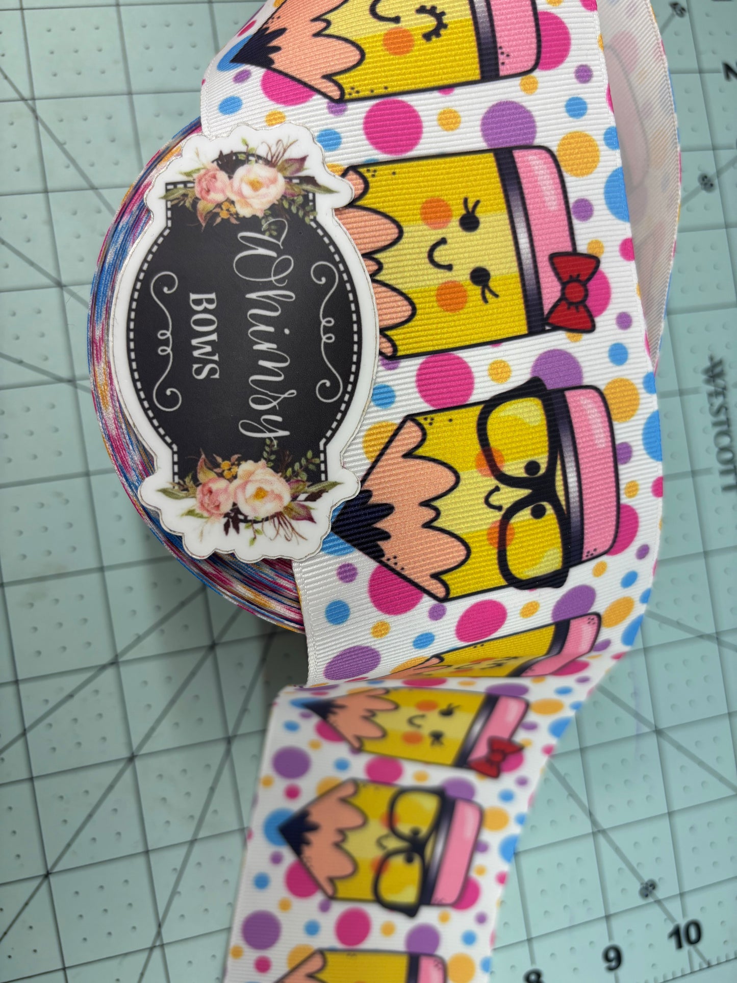 3 INCH YELLOW PENCILS W CUTE FACES .75 YARD