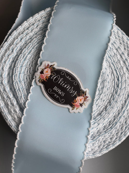 2 INCH MOONSTITCH LIGHT BLUE  WITH WHITE  STITCHING