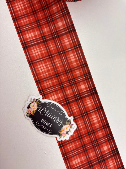 ORANGE PLAID  3 INCH  RIBBON