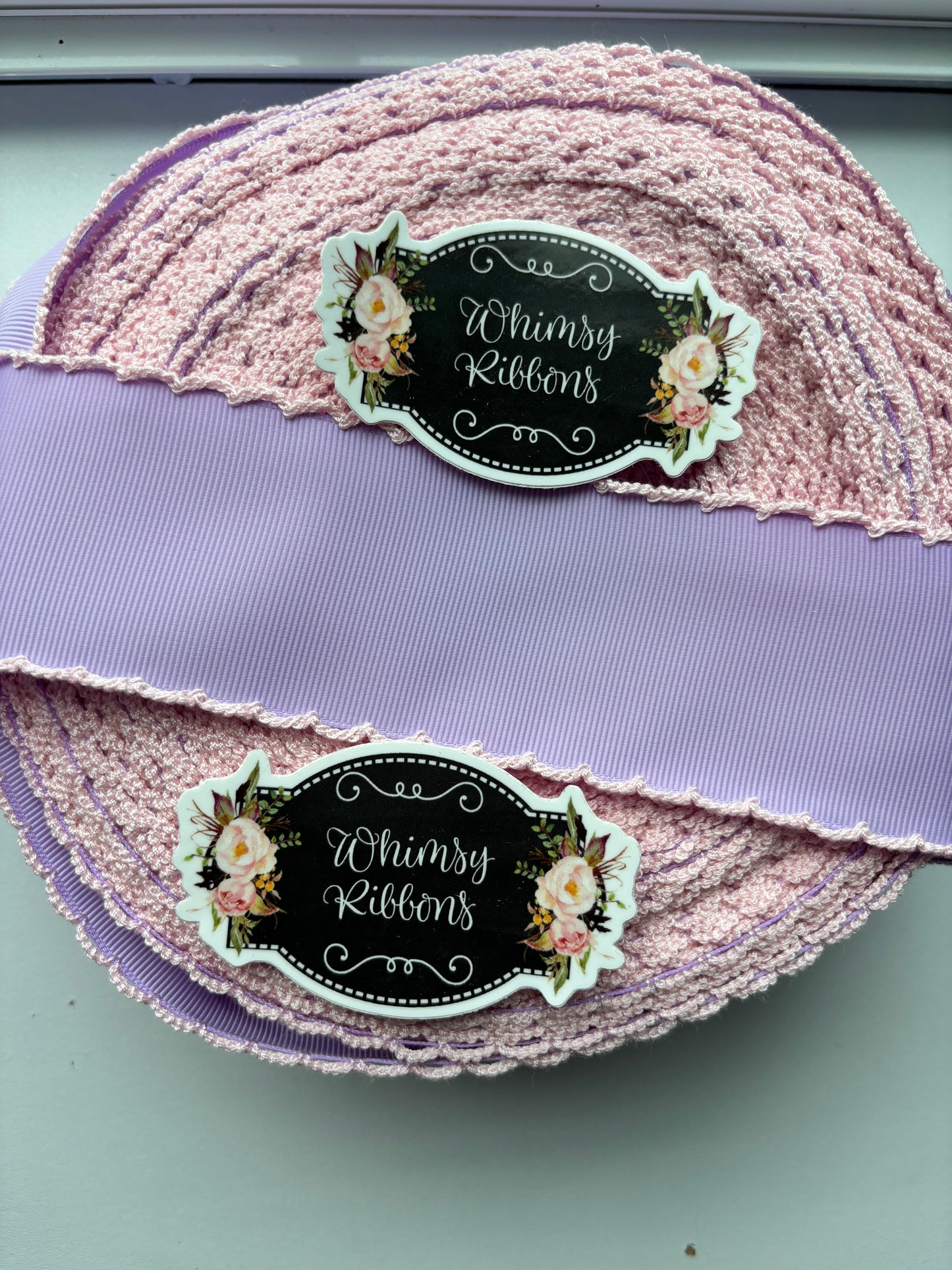 2 INCH LIGHT ORCHID MOONSTITCH  WITH LIGHT PINK STITCHING