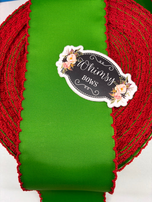 2 INCH MOONSTITCH CLASSIC GREEN WITH RED STITCHING