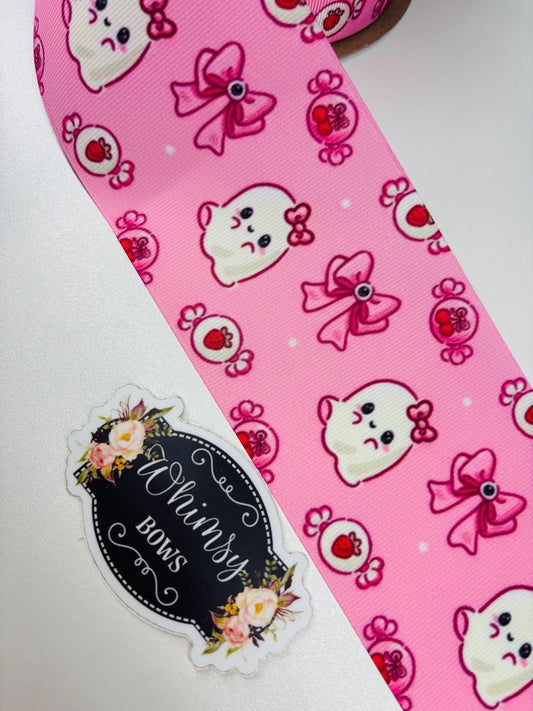 Pink Ghost  2 inch Ribbon