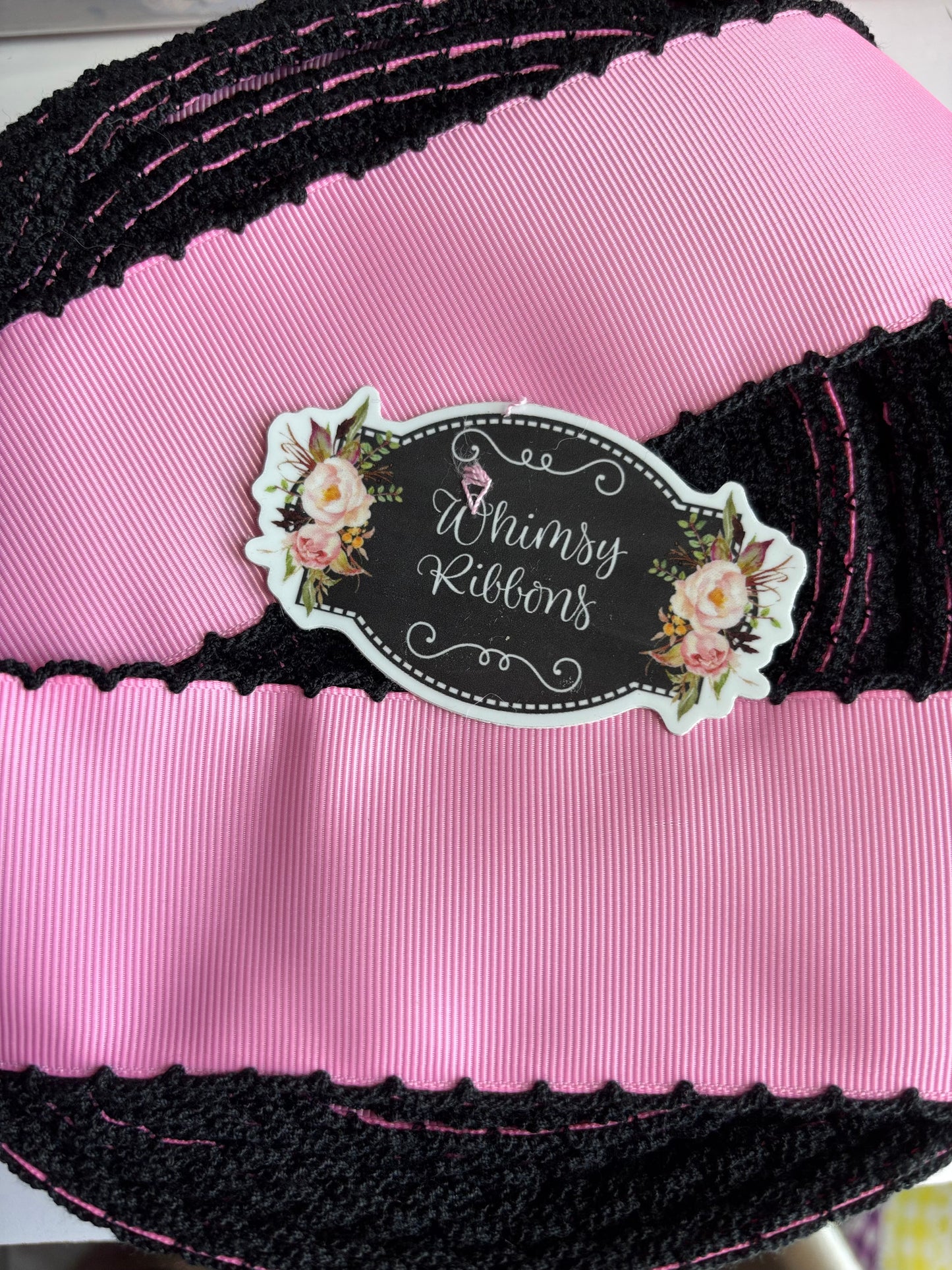 2 INCH  GERANIUM PINK WITH BLACK STITCHING