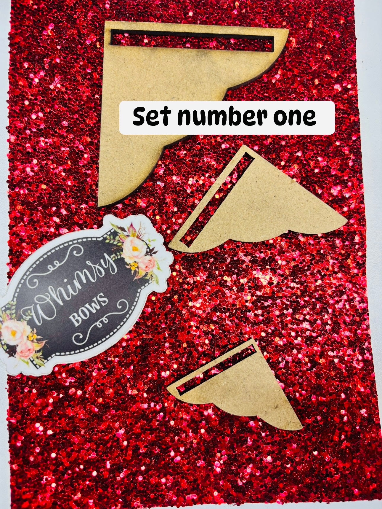 THIN WOOD RIBBON END TEMPLATES FOR CHEER BOWS SET OF 3 w ribbon insert