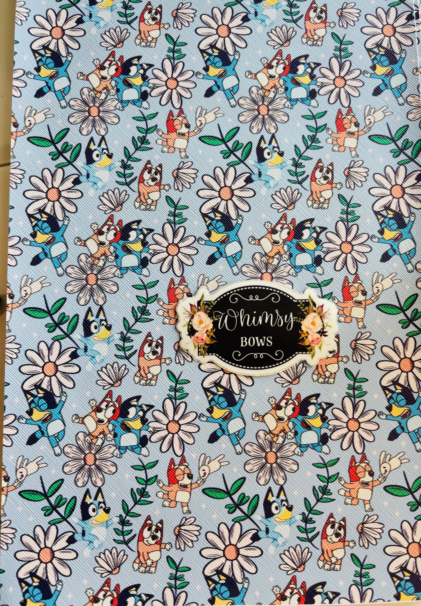 BLUEY W FLOWERS FAUX sheet 7.9 by 12.9 inches