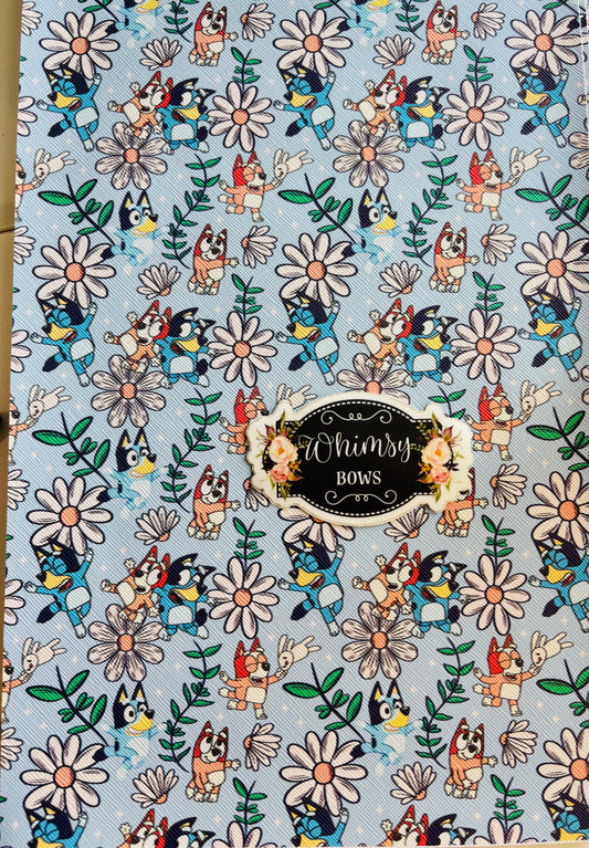 BLUEY W FLOWERS FAUX sheet 7.9 by 12.9 inches
