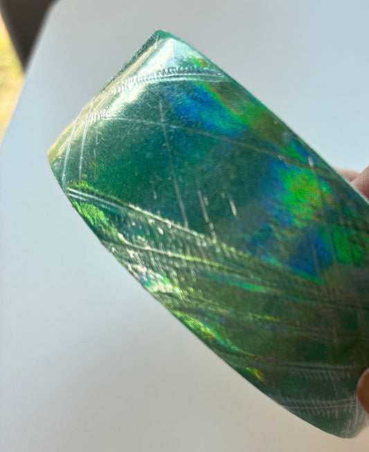 1.5 inch MINT  GREEN AB METALLIC  ribbon BIAS 25 yards