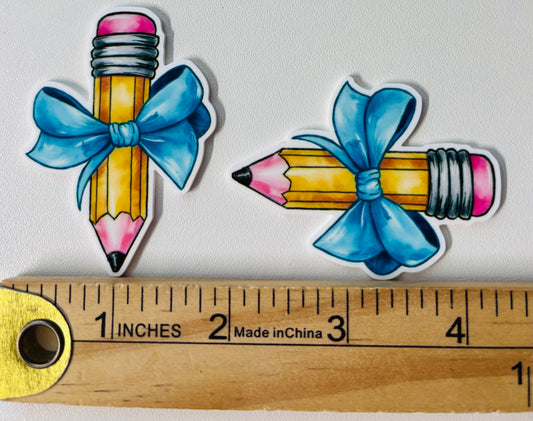 Blue bow pencil large resin