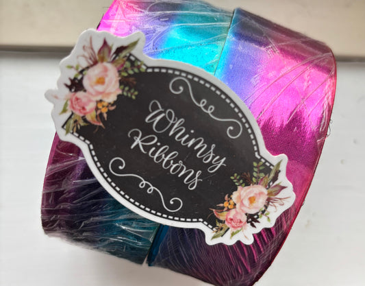 1.5 inch 3 COLOR OMBRÉ  AB  METALLIC  ribbon BIAS 25 yards