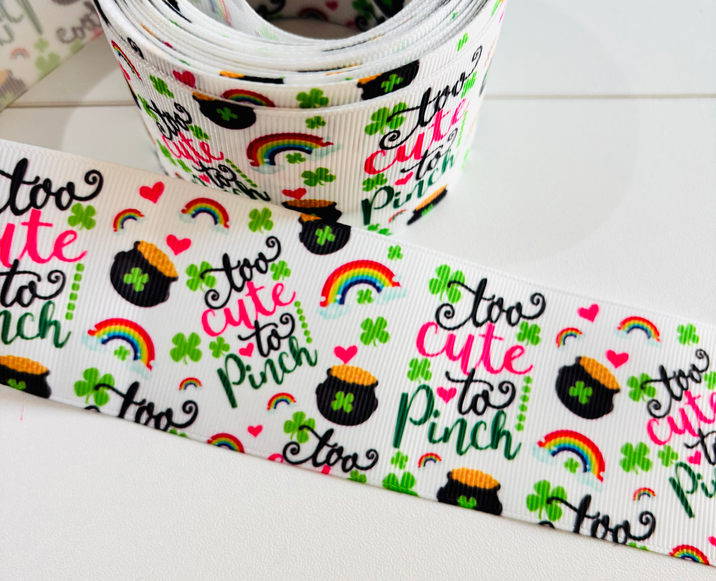 2 inch ribbon-Too cute to pinch -