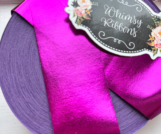 1.5 inch FUCHSIA  METALLIC  ribbon BIAS 25 yards