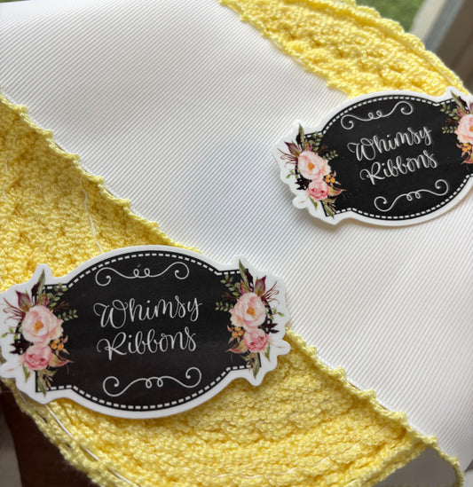 2 INCH WHITE WITH BABY MAIZE YELLOW STITCHING