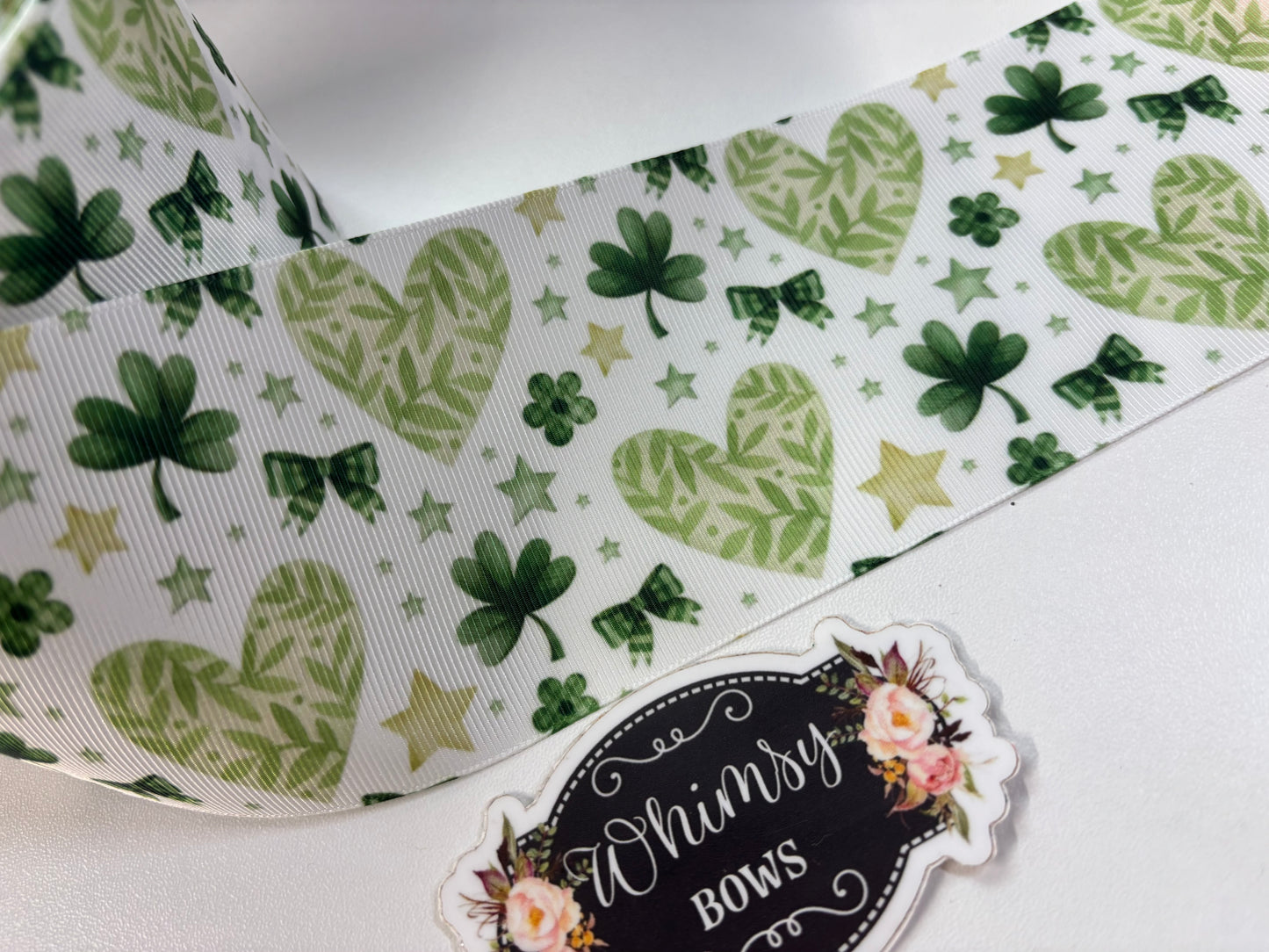 HEARTS THEMED ST PATRICKS DAY 3 inch GROSGRAIN RIBBON