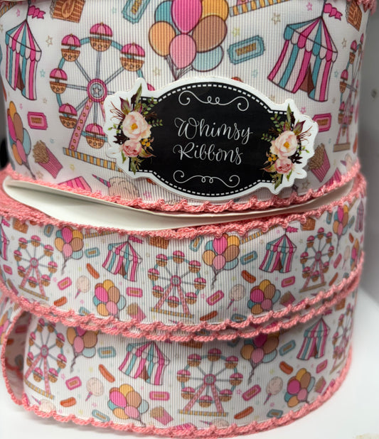 CARNIVAL THEMED MOONSTITCH RIBBON - choose size and yards