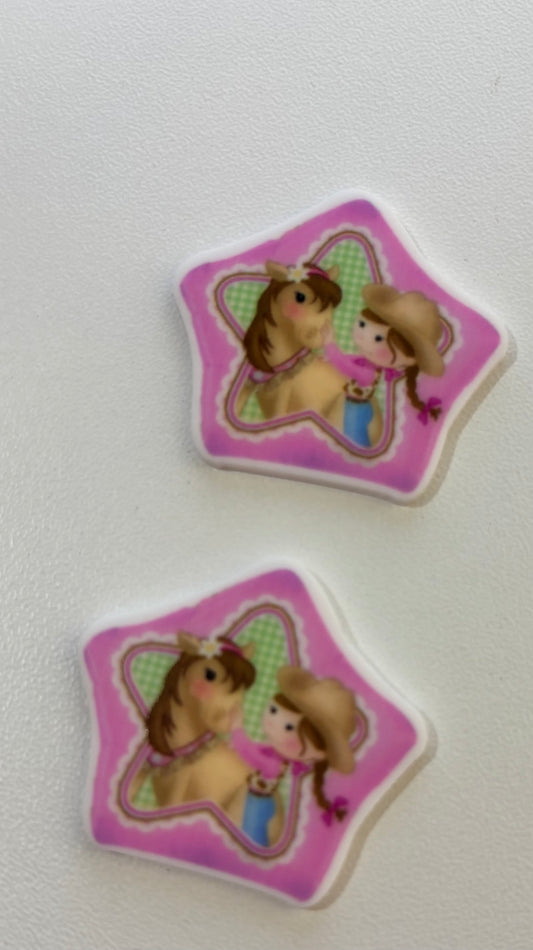 COWGIRL W HORSE RESIN SMALL